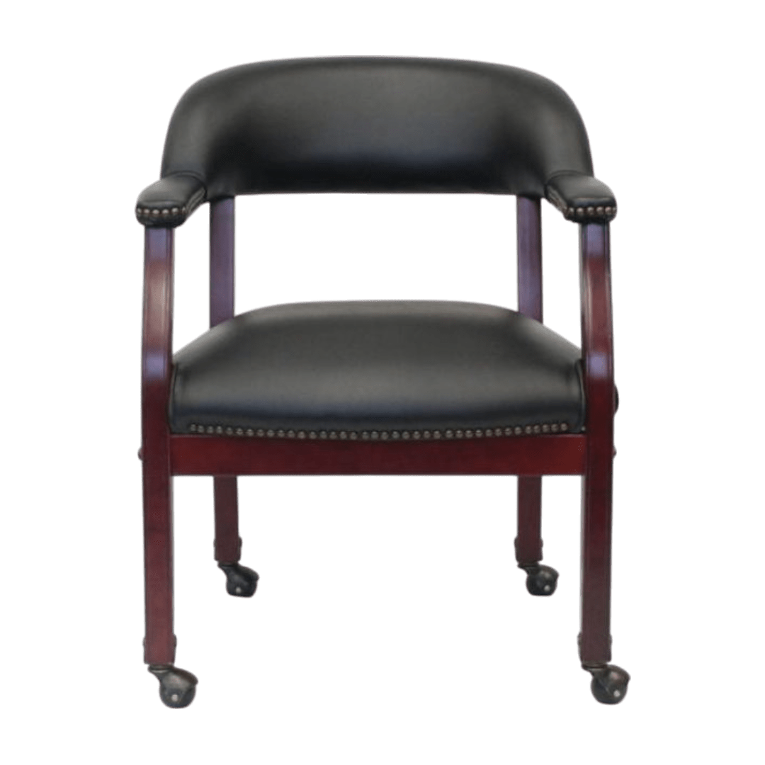 Boss Captain’s guest, accent or dining chair in Black Vinyl W/ Casters