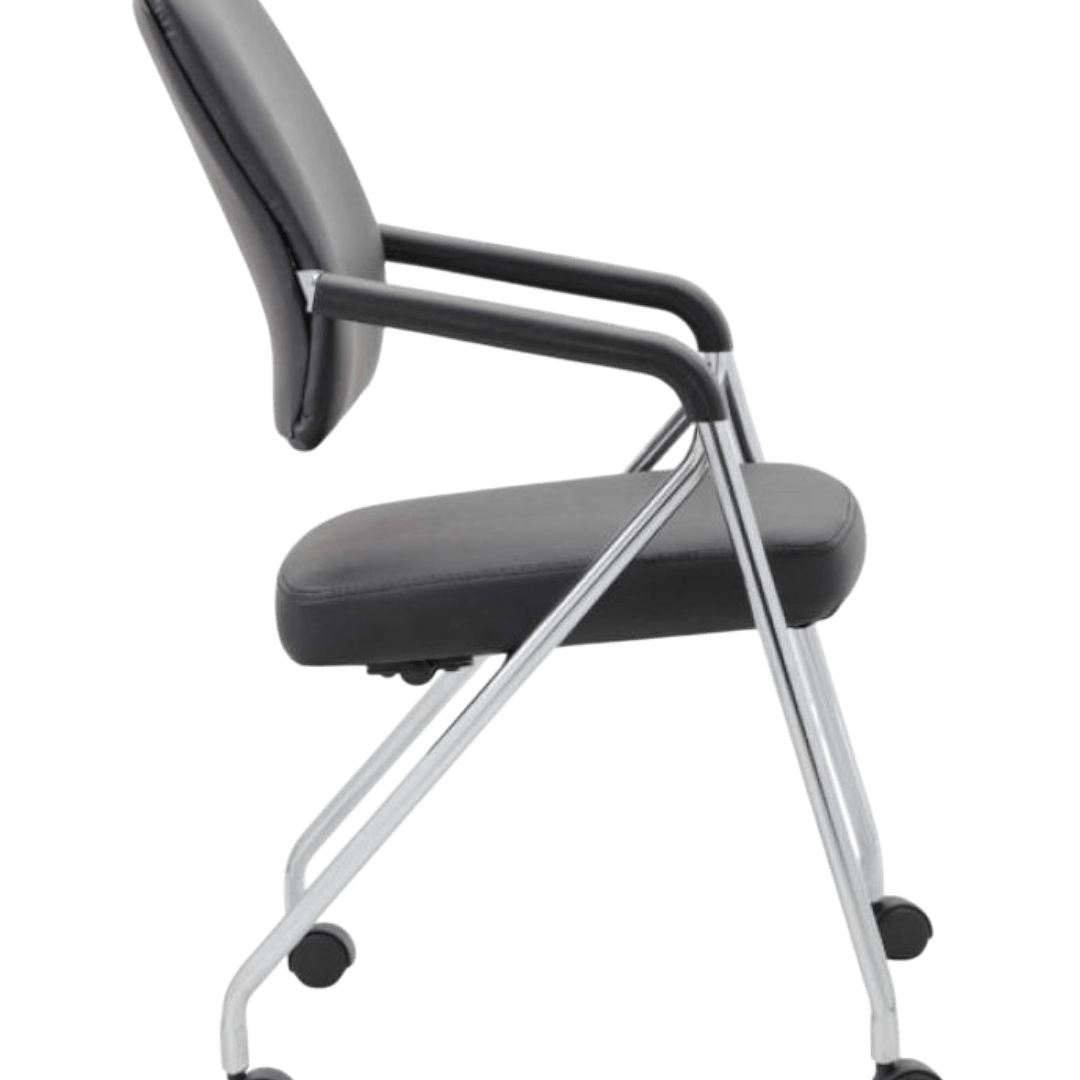 Boss Black Caressoft Plus Training Chair With Chrome Frame, (set of 2)
