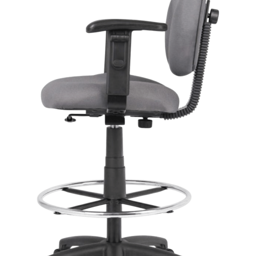 Boss Stand Up Fabric Drafting Stool with Foot Rest grey - Image 11