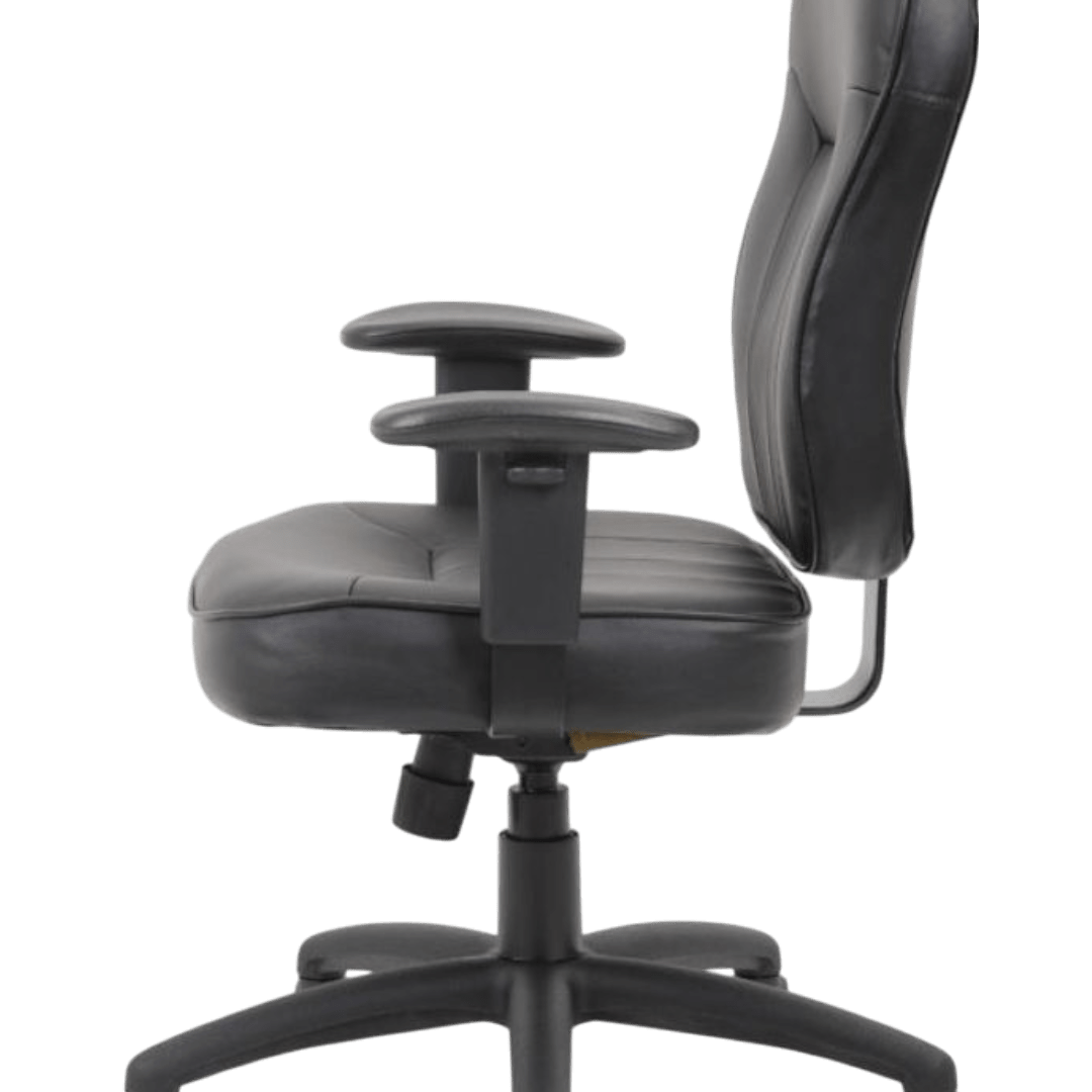 Boss Black Leather Task Chair W/ Adjustable Arm - Image 14