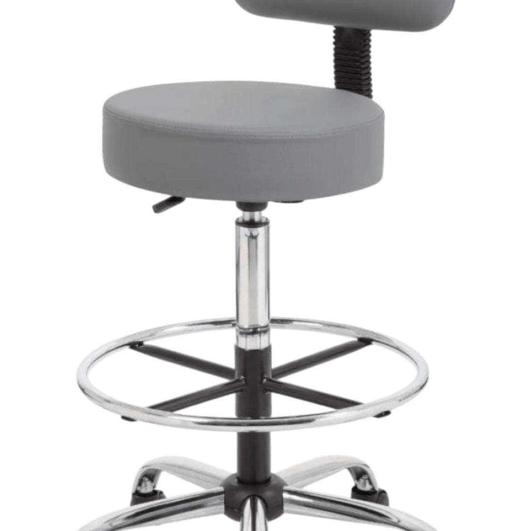 Chrome Frame Gray Vinyl Chair With Footring - Image 4