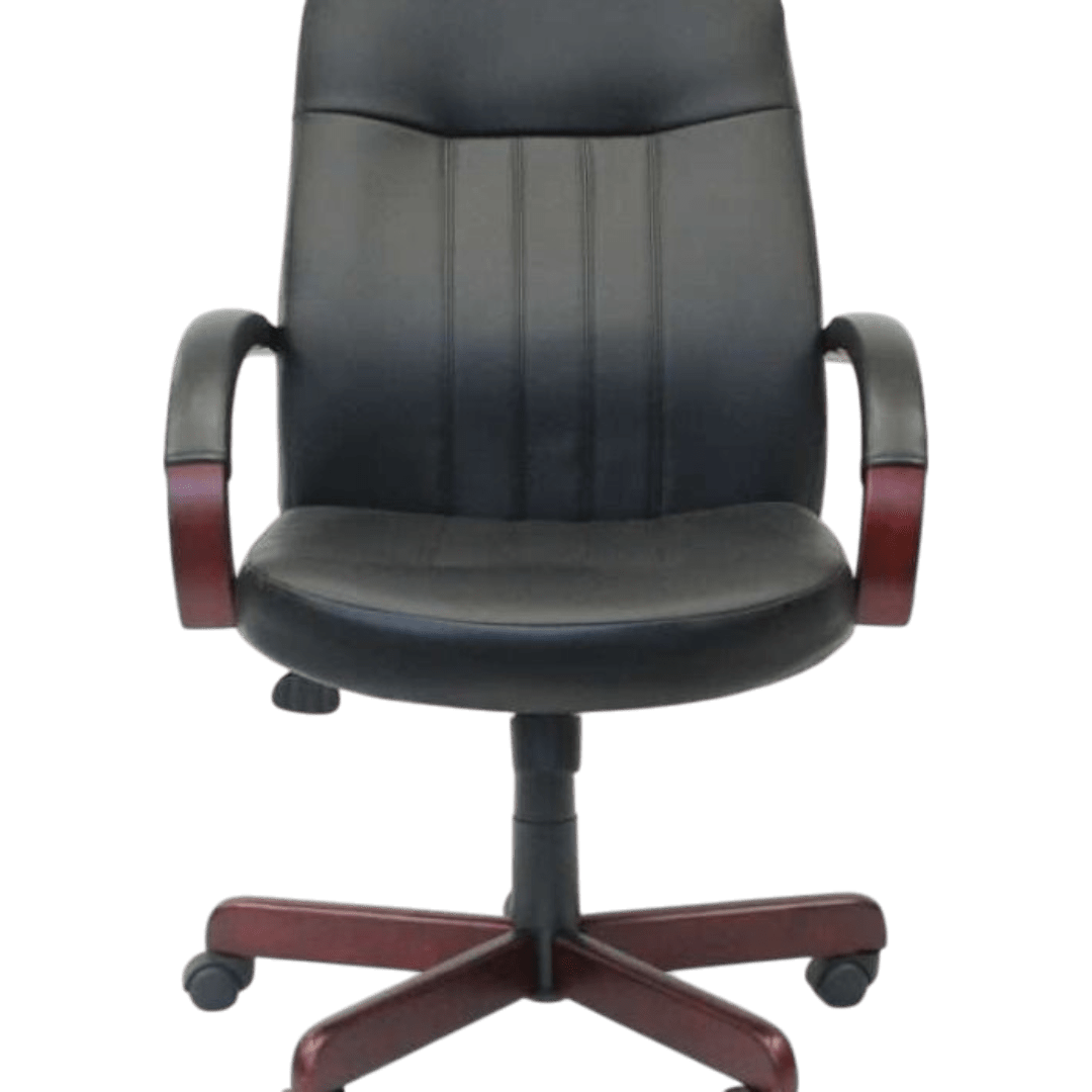 Boss LeatherPlus Exec. Chair W/ Mahogany Finish