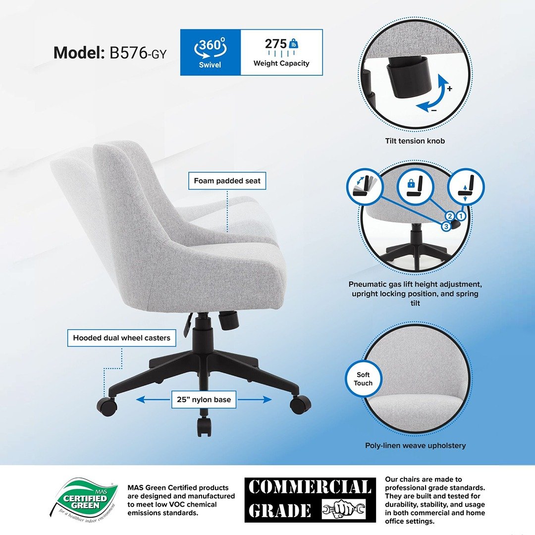 Seat and back upholstered in a soft touch poly-linen weave. - Image 5