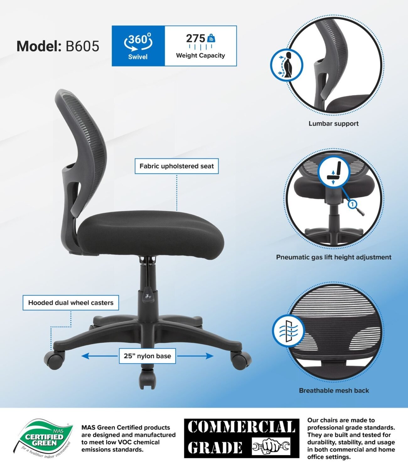 Boss Commercial Grade Mesh Task Chair - Image 5