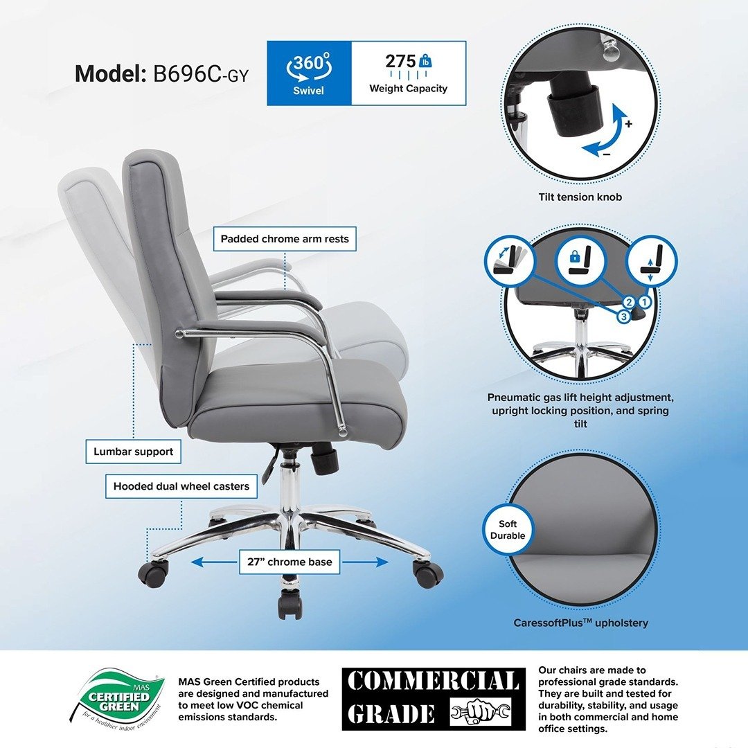Boss Modern Executive Conference Chair - Grey - Image 4