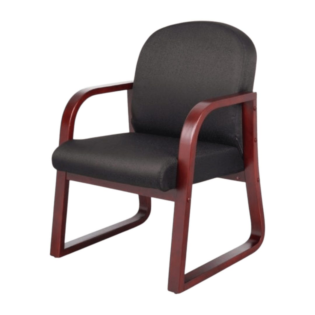 Boss Mahogany Frame guest, accent or dining chair In Black Fabric