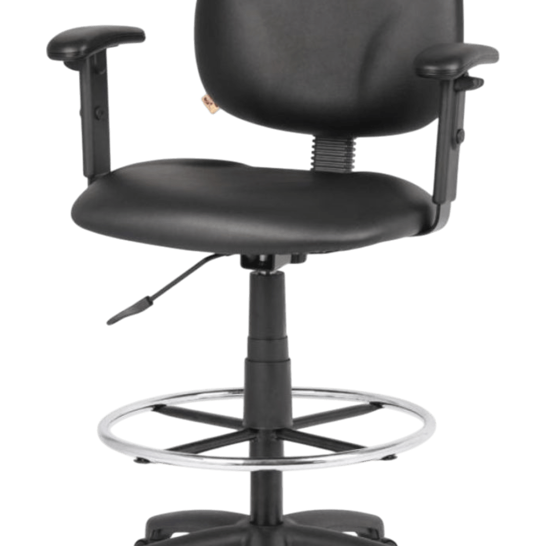 Boss Stand Up Drafting Stool with Foot Rest Black Antimicrobial Vinyl - Image 4