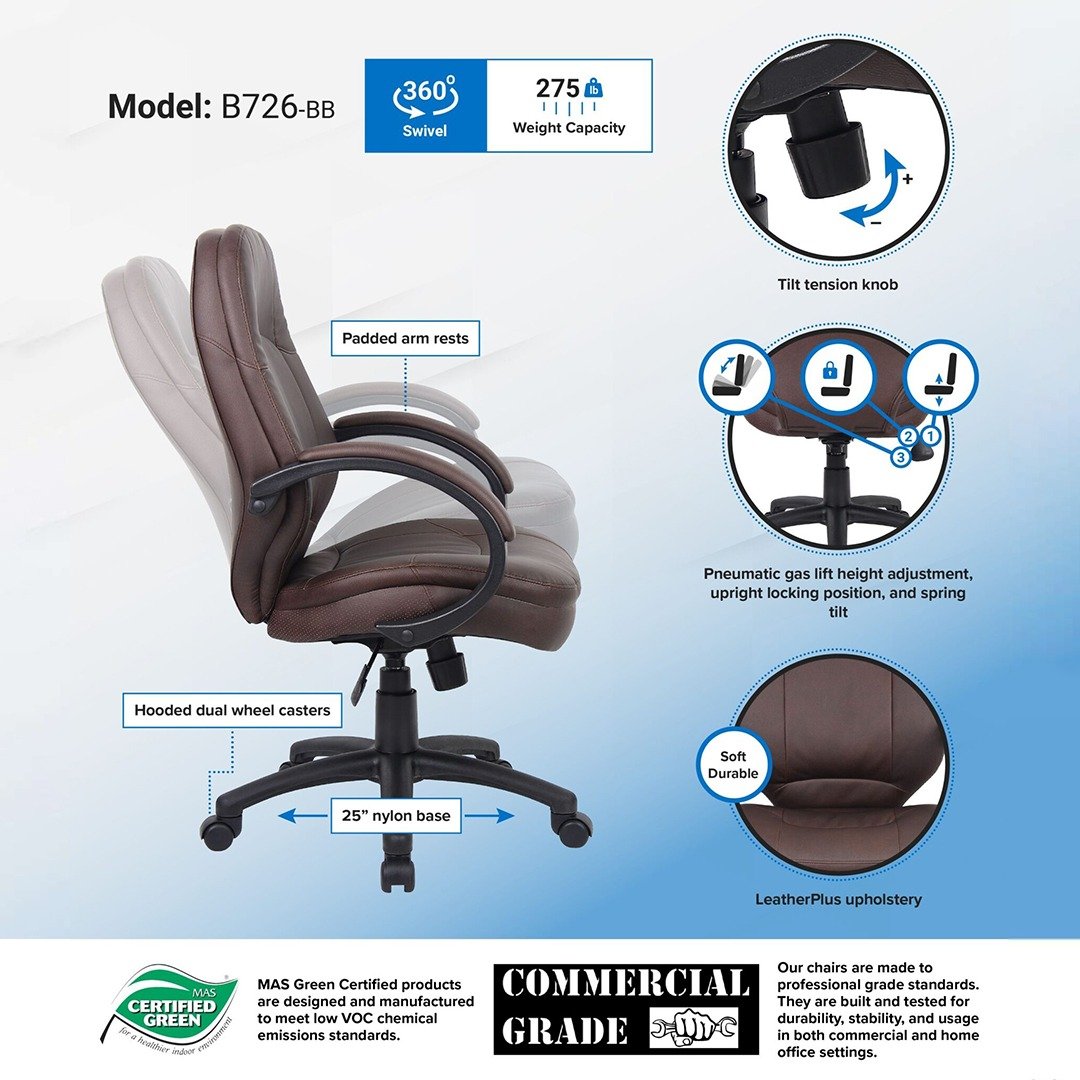 Boss LeatherPlus Executive Chair - Image 3