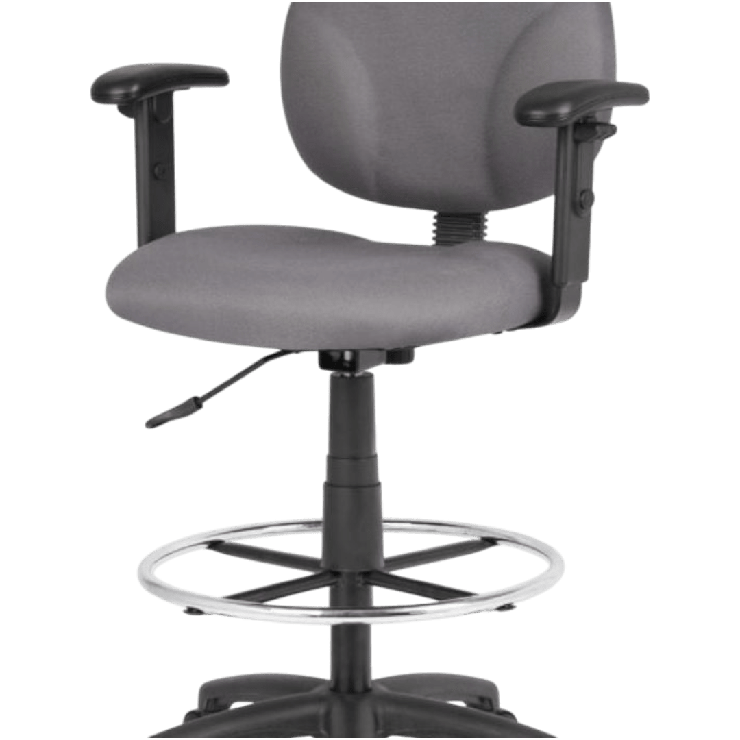 Boss Stand Up Fabric Drafting Stool with Foot Rest grey - Image 9