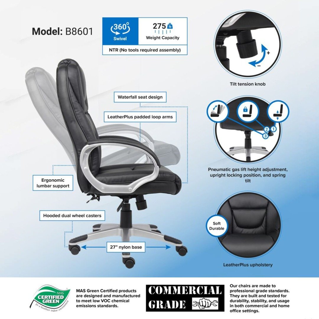 Boss "Ntr" Executive Top Grain Leather Chair - Image 4