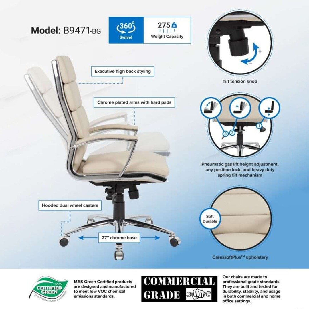 Boss Executive CaressoftPlus Chair with Metal Chrome Finish - Image 9