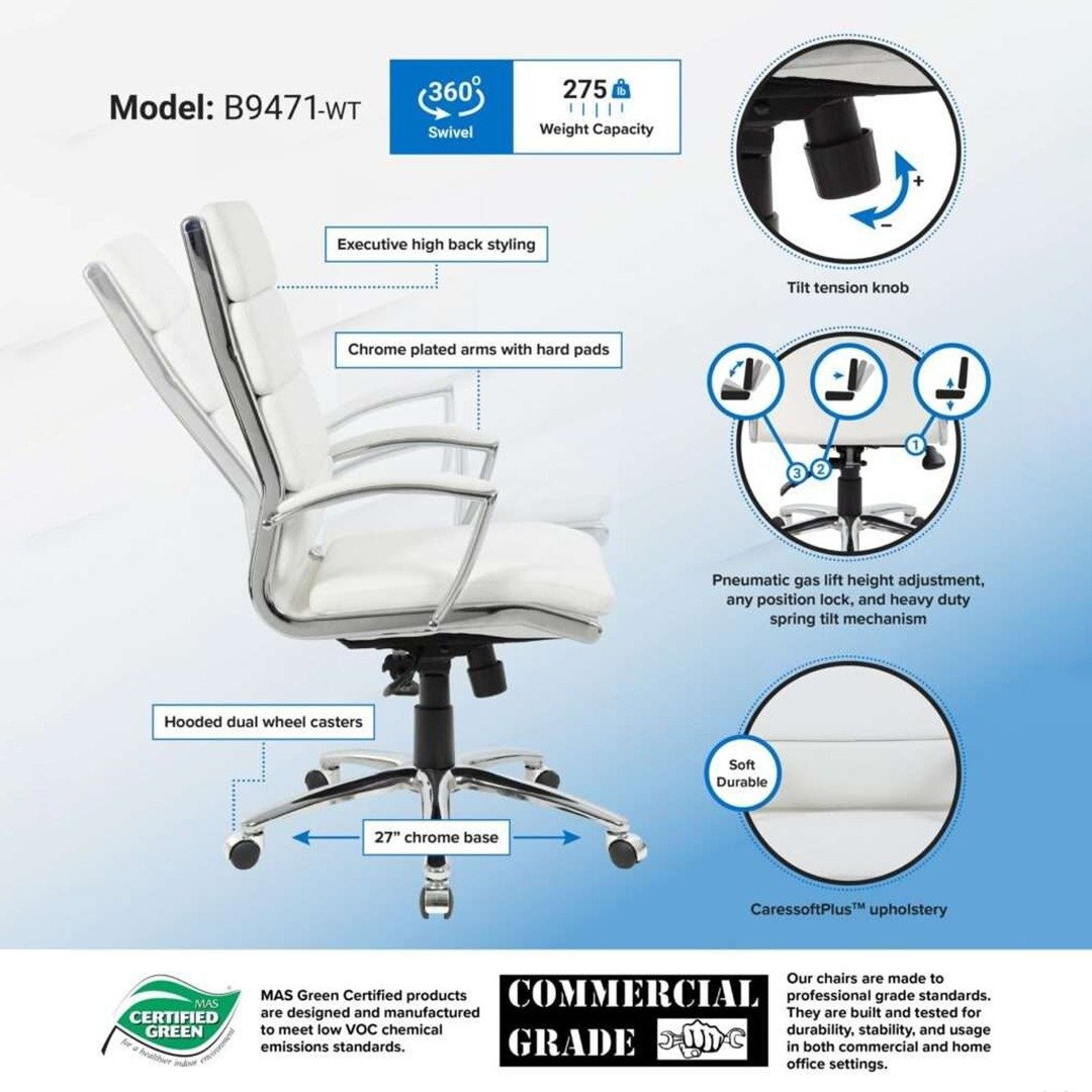 Boss Executive CaressoftPlus Chair with Metal Chrome Finish - Image 4