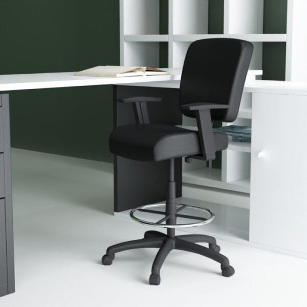 Black Antimicrobial Vinyl Medical Stool With Back Cushion - Image 4