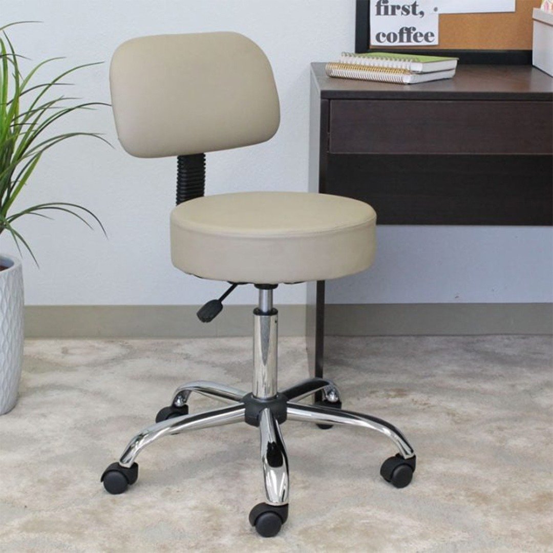 Boss Be Well Medical Spa Professional Adjustable Stool with Back, Beige