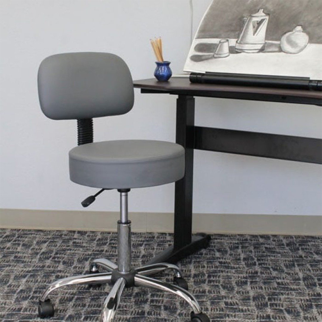 Boss Be Well Medical Spa Professional Adjustable Stool with Back, Grey