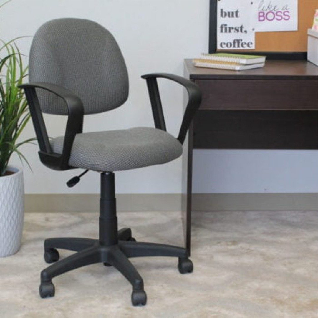 Boss Perfect Posture Deluxe Office Task Chair with Loop Arms, grey - Image 3