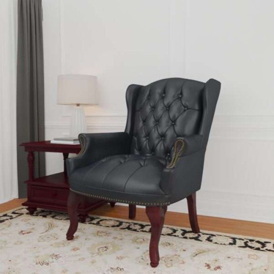 Boss Wingback Traditional Guest Chair In Black