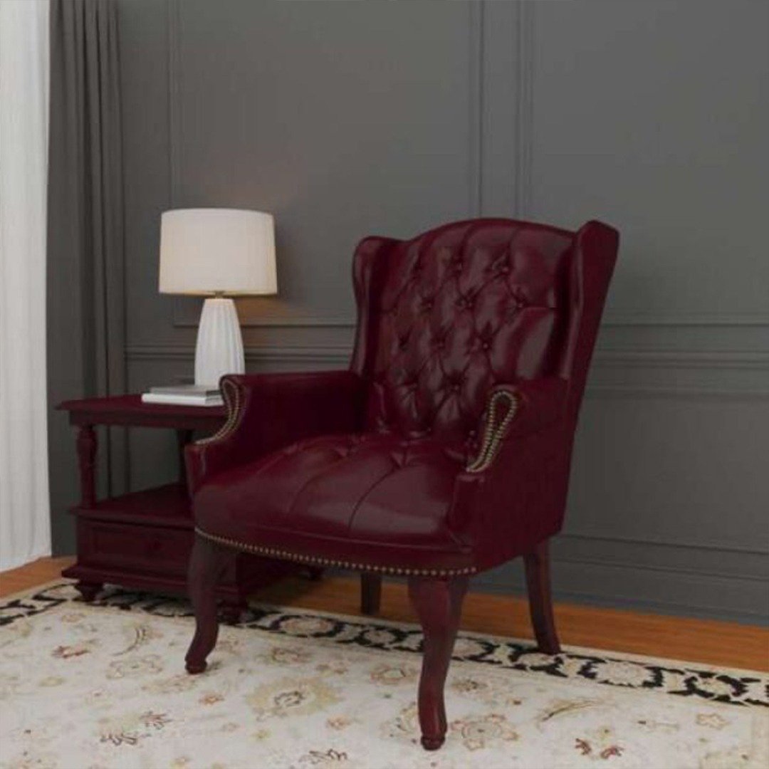 Boss Wingback Traditional Chair In Burgundy