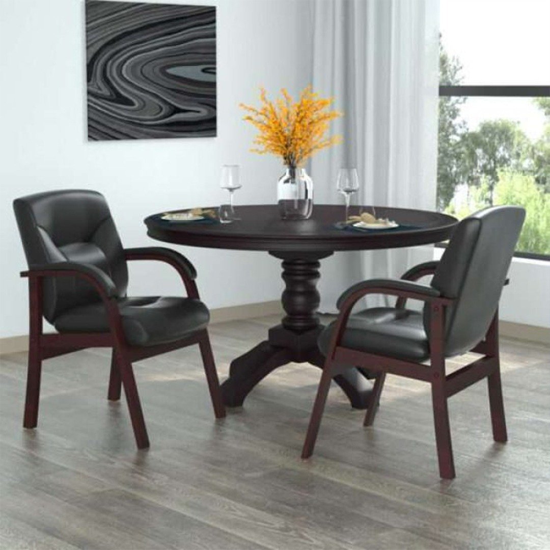 Boss Executive Leather Guest Chair W/ Mahogany Finished Wood - Image 6