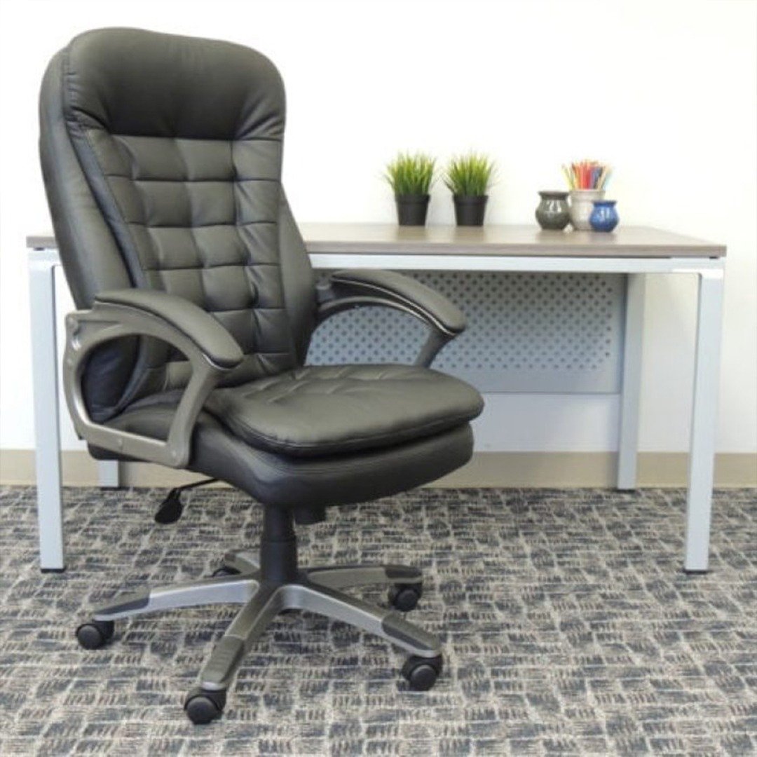 Boss High Back Executive Chair With Pewter Finished Base/Arms