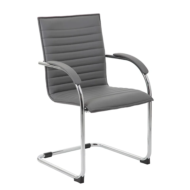 Boss Chrome Frame Grey Vinyl Side Chair, (set of 2) - Image 6