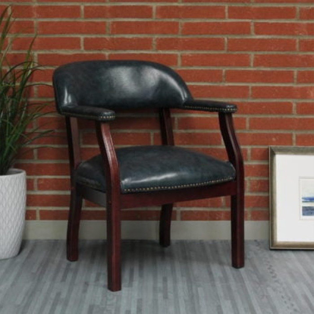 Boss Captain’s guest, accent or dining chair in Blue Vinyl - Image 2