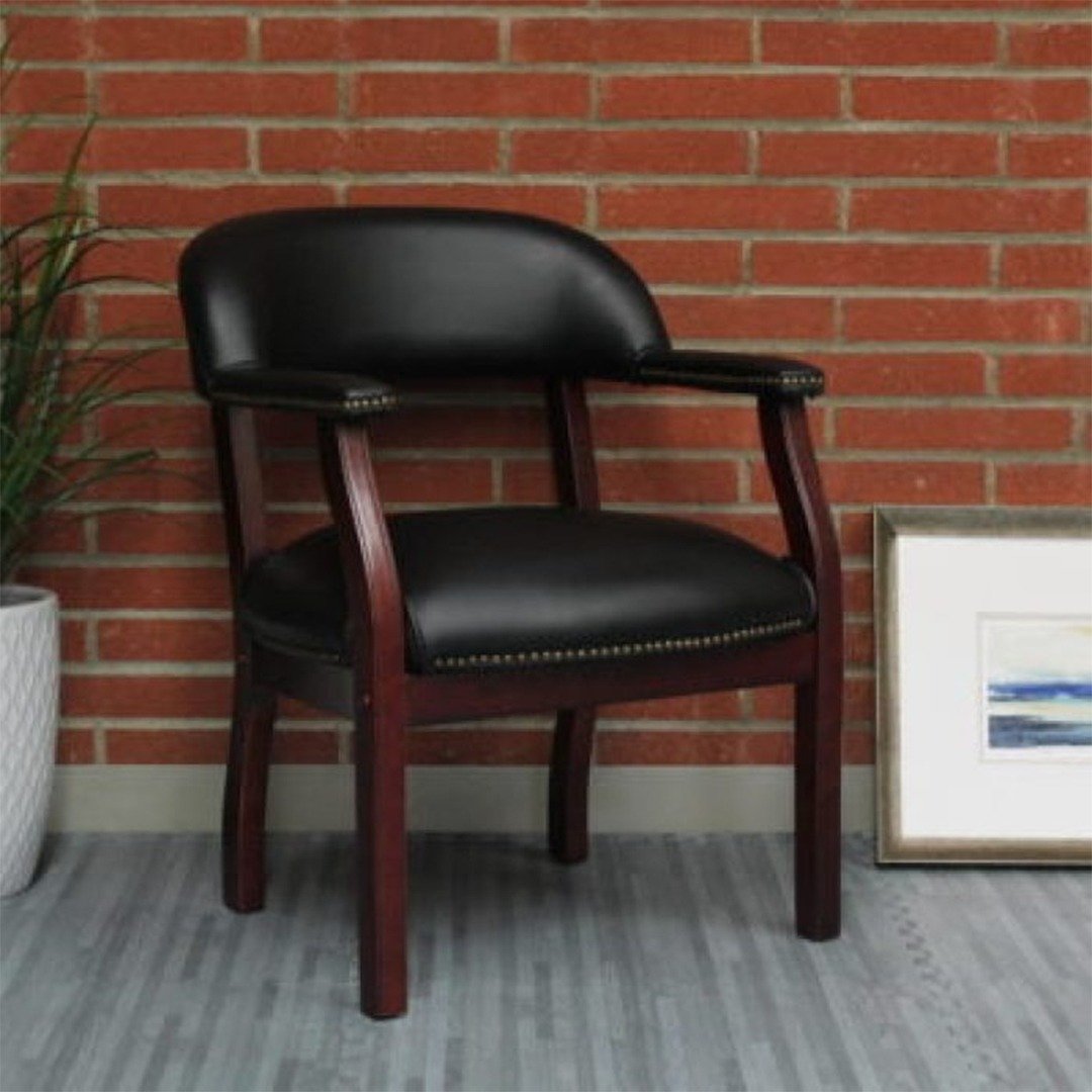 Boss Captain’s guest, accent or dining chair in Black Vinyl - Image 8