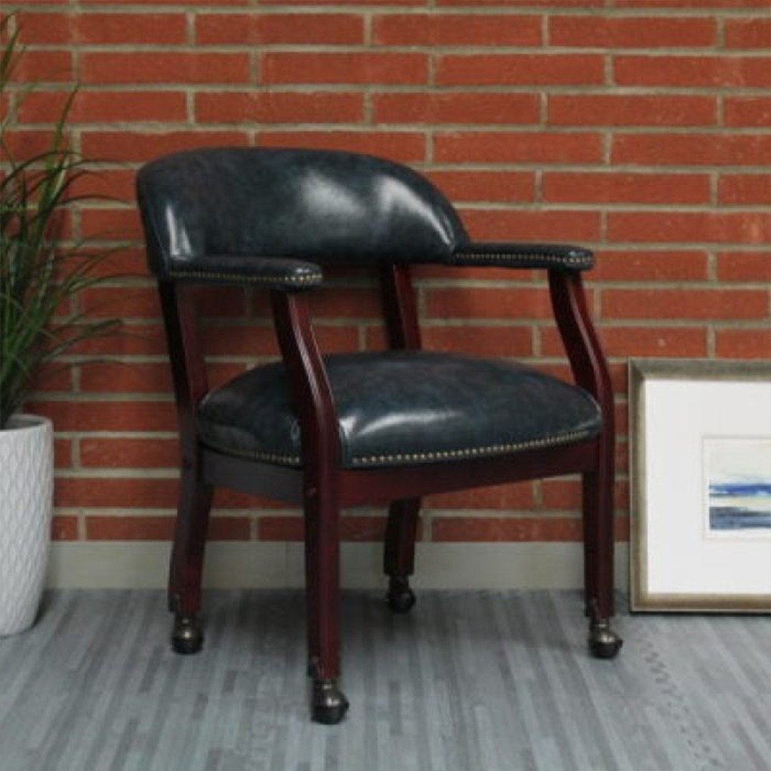 Boss Captain’s guest, accent or dining chair in Blue Vinyl W/ Casters - Image 7