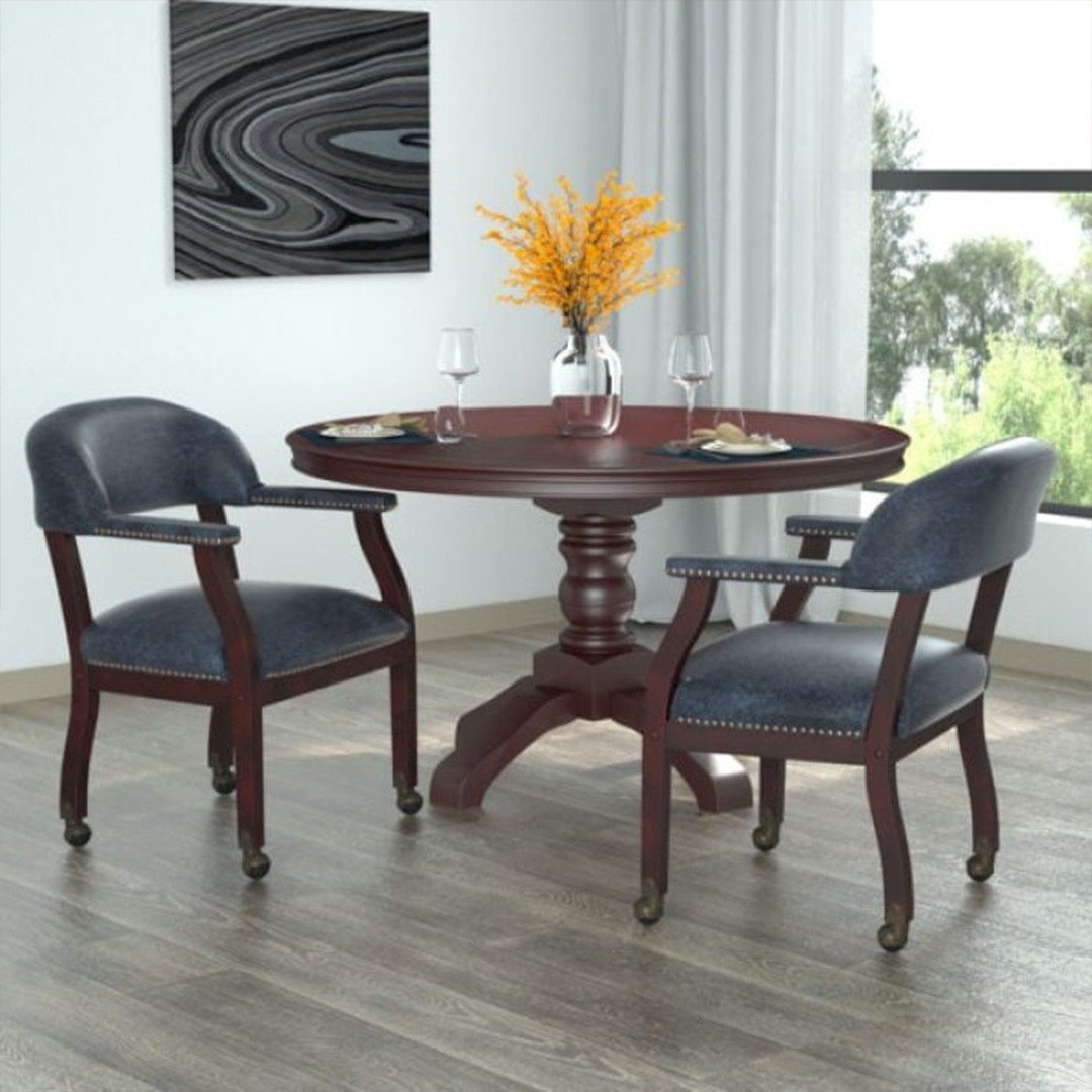 Boss Captain’s guest, accent or dining chair in Blue Vinyl W/ Casters - Image 8