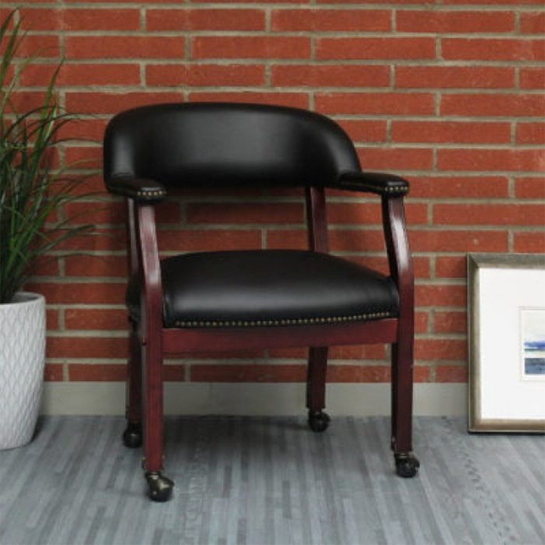 Boss Captain’s guest, accent or dining chair in Black Vinyl W/ Casters - Image 8