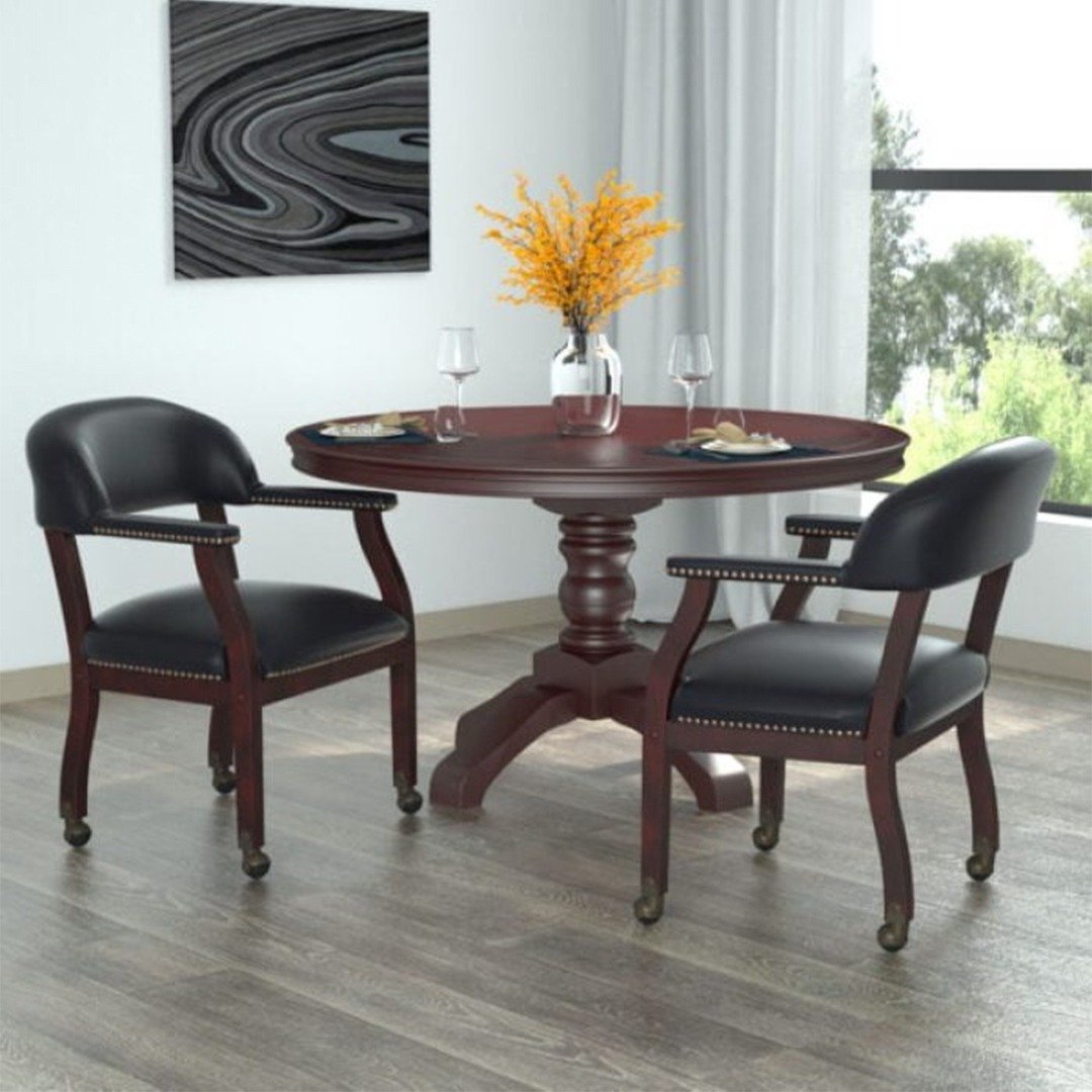 Boss Captain’s guest, accent or dining chair in Black Vinyl W/ Casters - Image 7