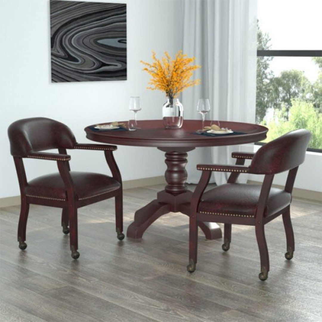 Boss Captain’s guest, accent or dining chair in Burgundy Vinyl W/ Casters - Image 3
