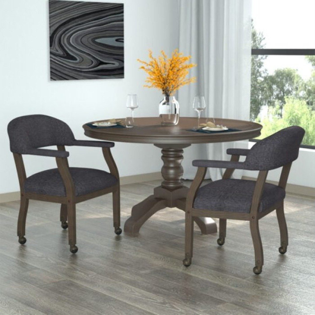 Boss Modern Captain’s guest, accent or dining chair in Slate Grade Commercial Grade Linen With Casters - Image 9