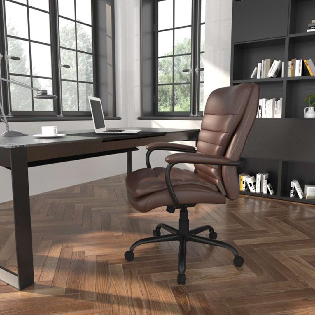 Boss Heavy Duty Double Plush LeatherPlus Chair-400 Lbs. - Image 3