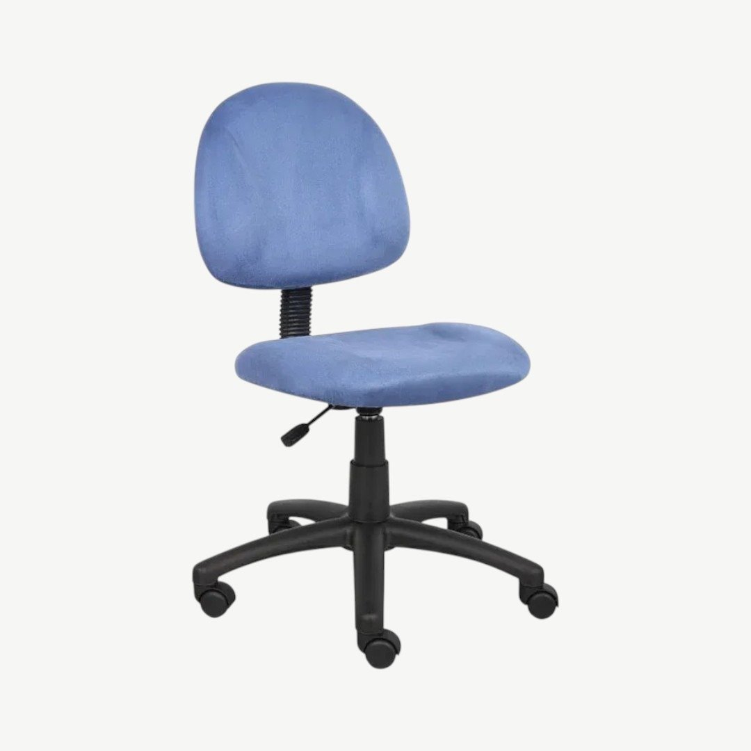 Boss Perfect Posture Deluxe Modern Microfiber Home Office Chair without Arms, Blue - Image 2