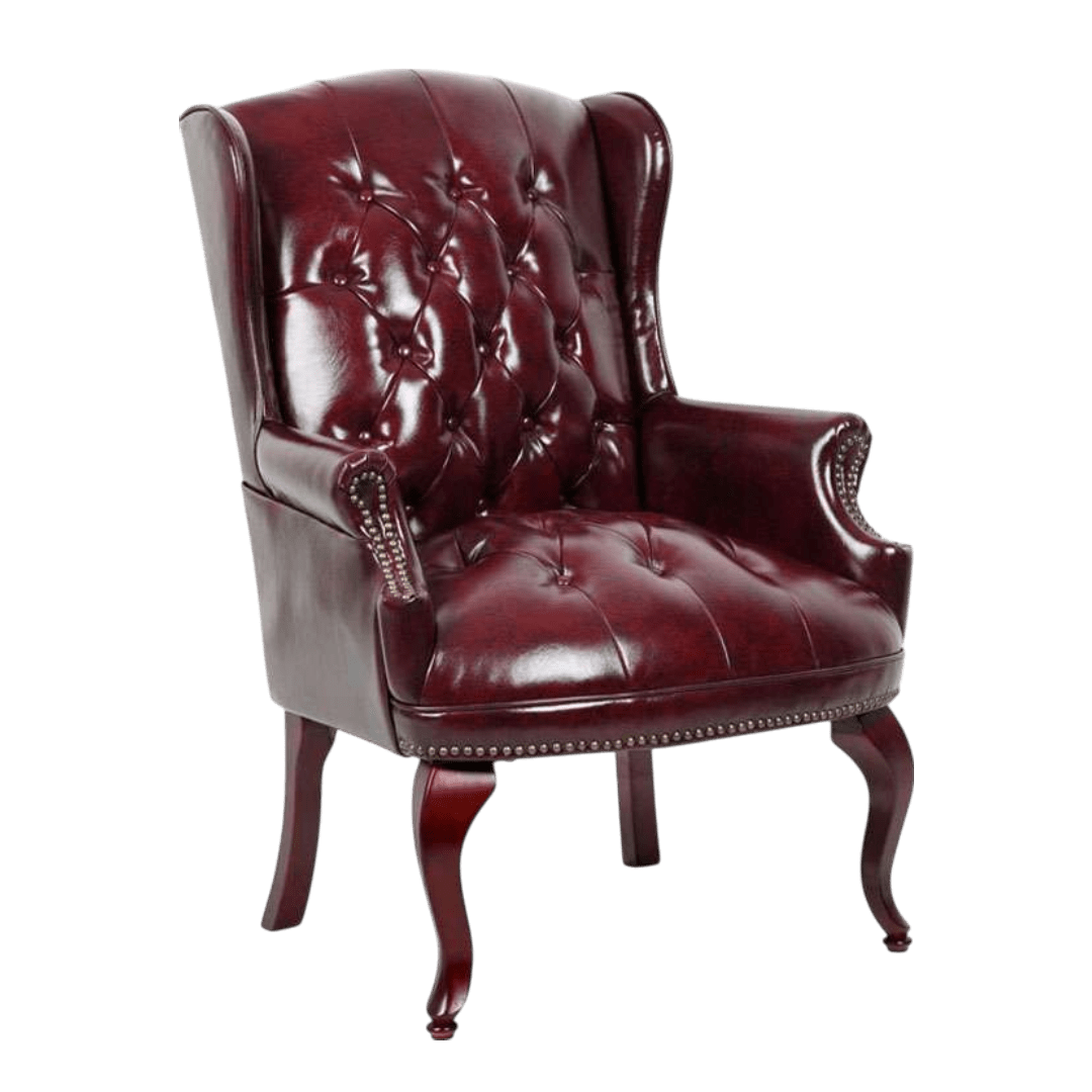 Boss Wingback Traditional Guest Chair In Burgundy