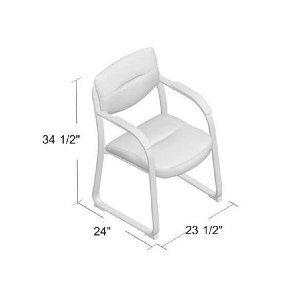 Boss Leather Sled Base Side Chair W/ Arms - Image 6