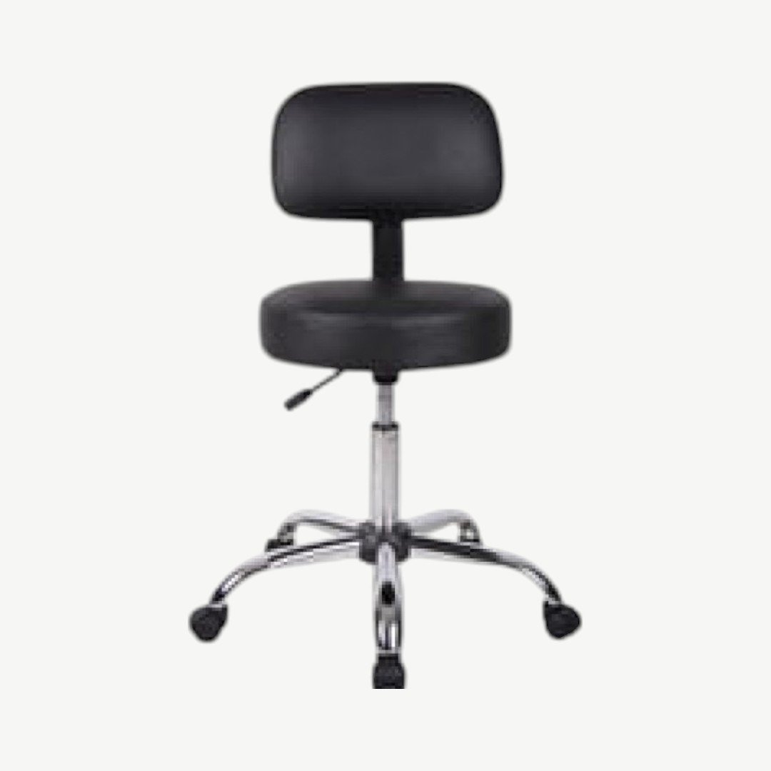 Boss Be Well Medical Spa Professional Adjustable Stool with Back, Black - Image 2