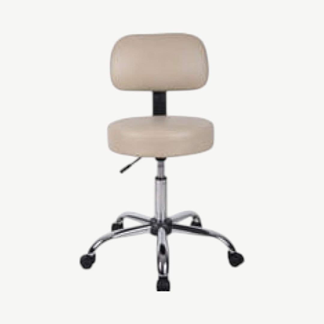 Boss Be Well Medical Spa Professional Adjustable Stool with Back, Beige - Image 2