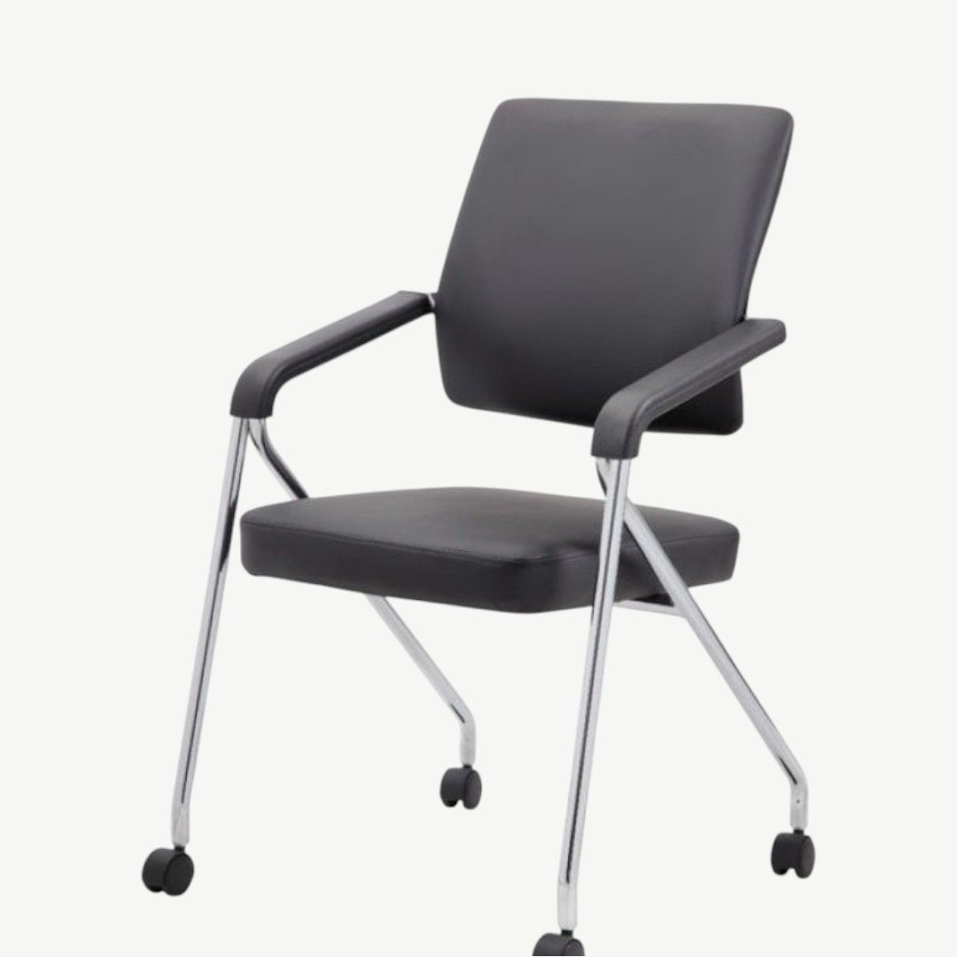 Boss Black Caressoft Plus Training Chair With Chrome Frame, (set of 2) - Image 2