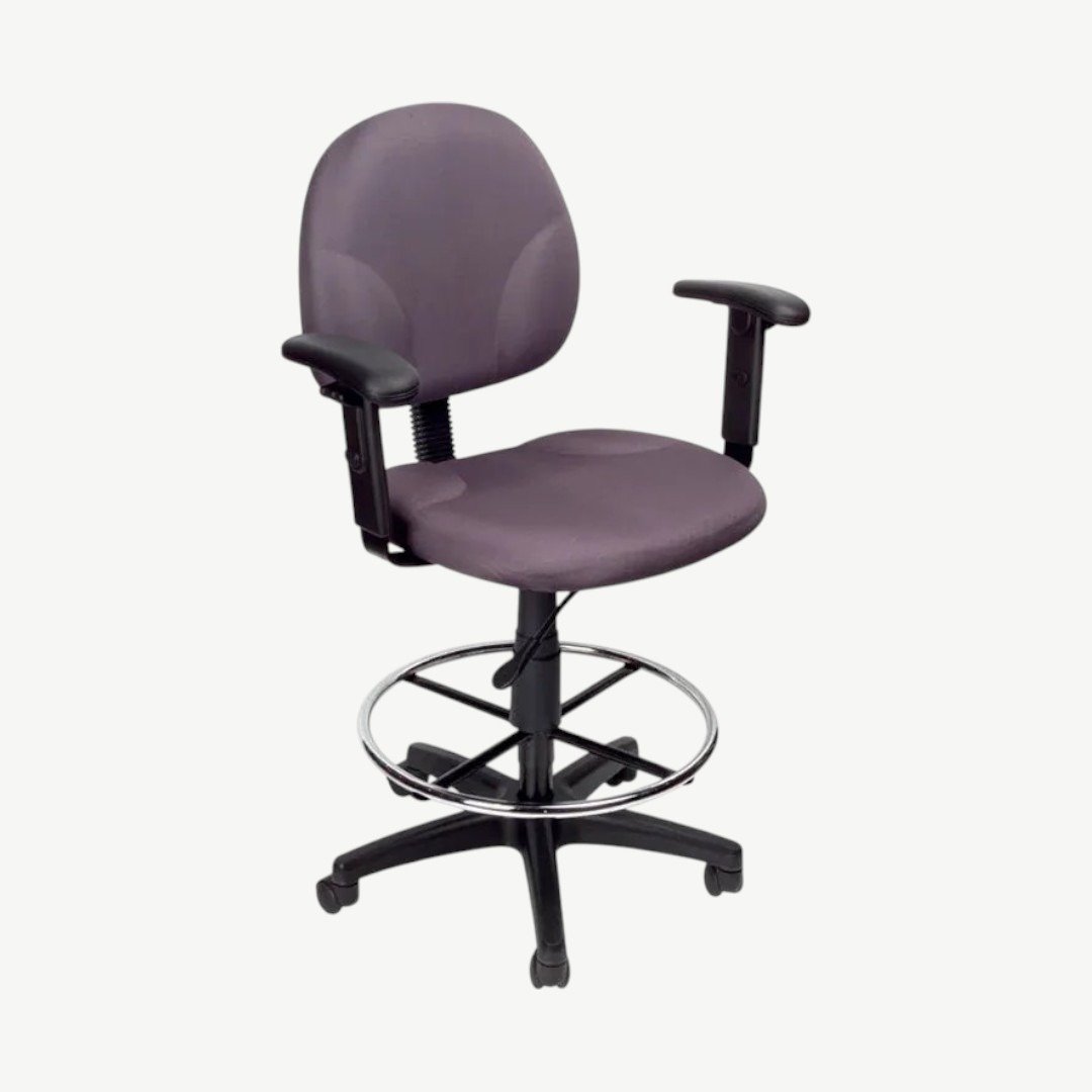 Boss Stand Up Fabric Drafting Stool with Foot Rest grey - Image 2