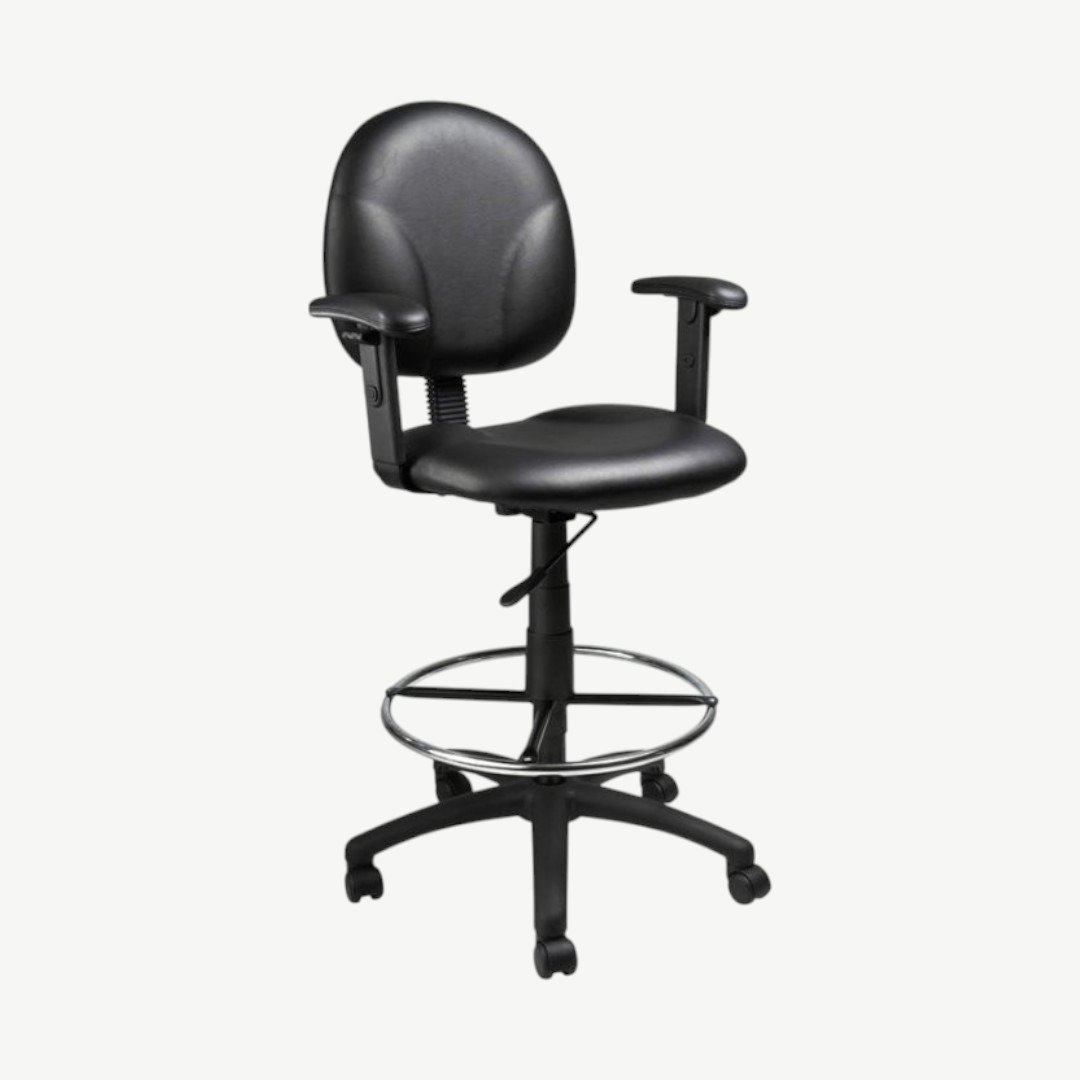 Boss Stand Up Drafting Stool with Foot Rest Black Antimicrobial Vinyl - Image 2