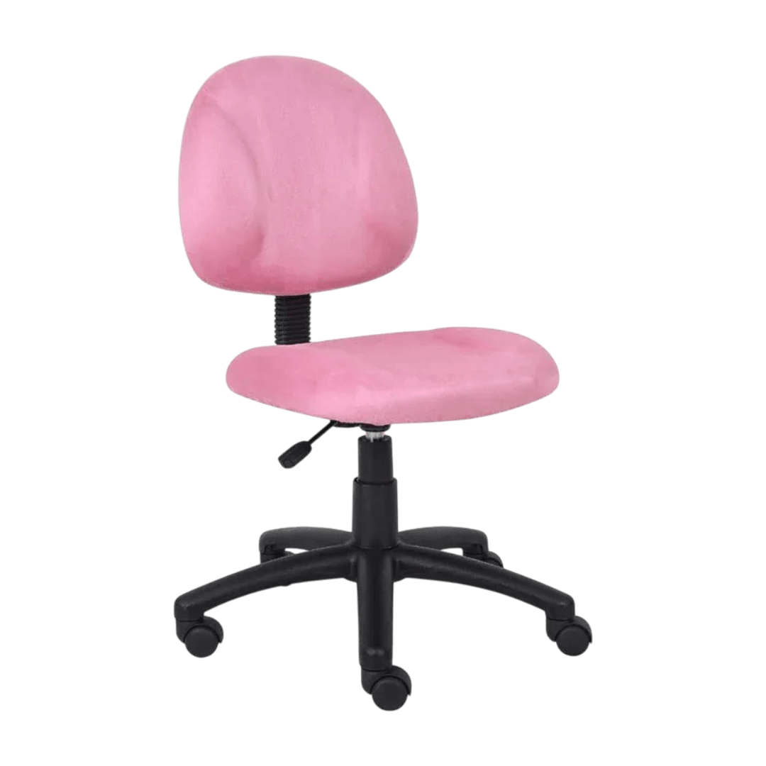 Boss Perfect Posture Deluxe Modern Microfiber Home Office Chair without Arms, Pink - Image 2