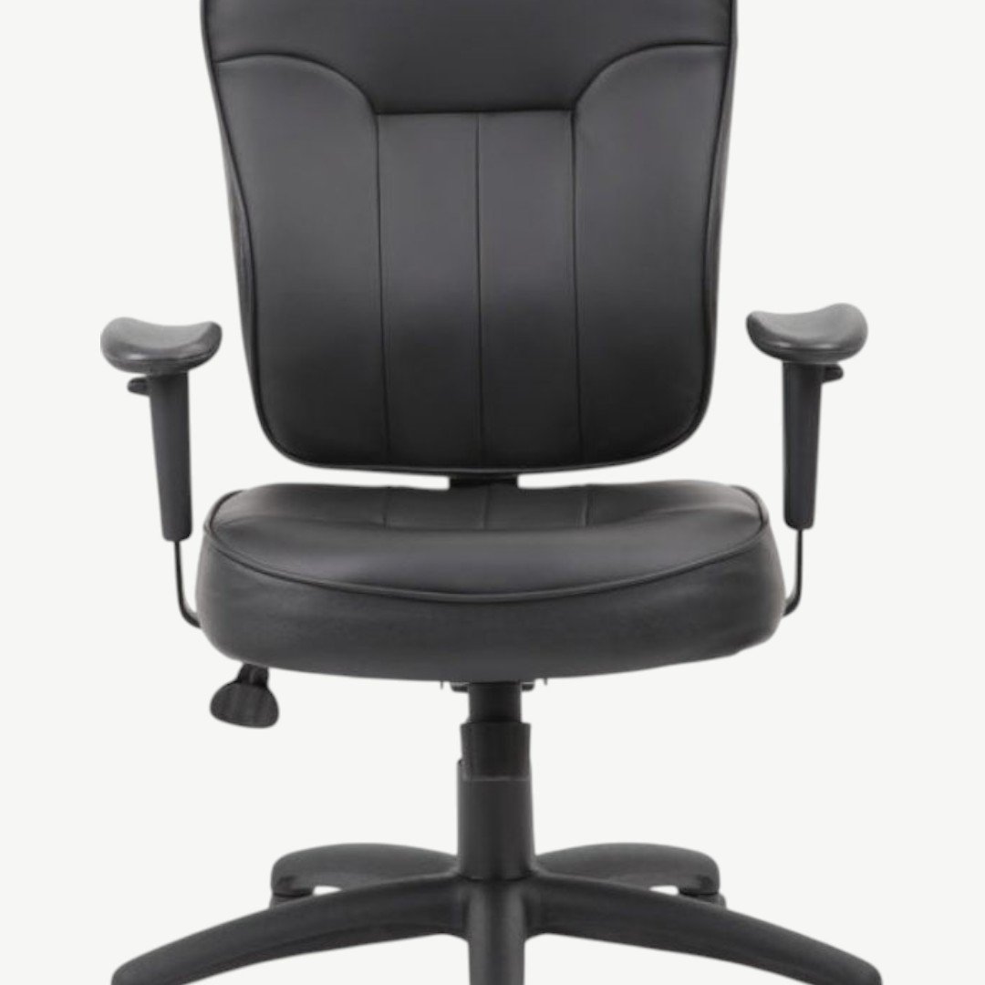 Boss Black Leather Task Chair W/ Adjustable Arm - Image 2