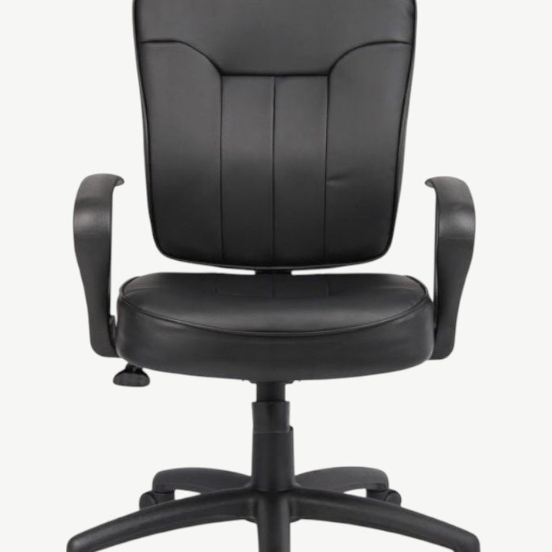 Boss Black Leather Task Chair W/ Loop Arms - Image 2