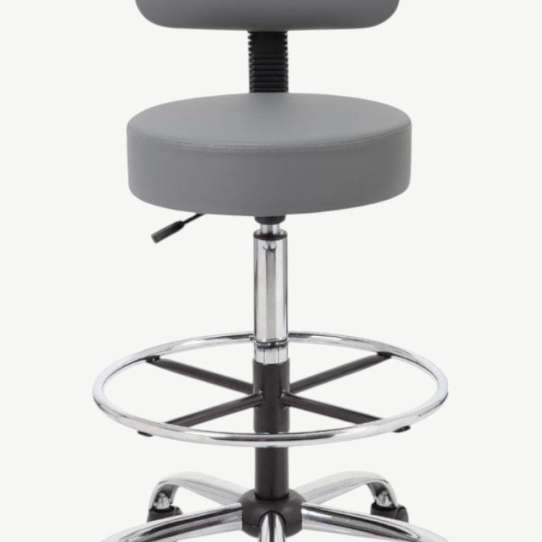 Chrome Frame Gray Vinyl Chair With Footring - Image 2