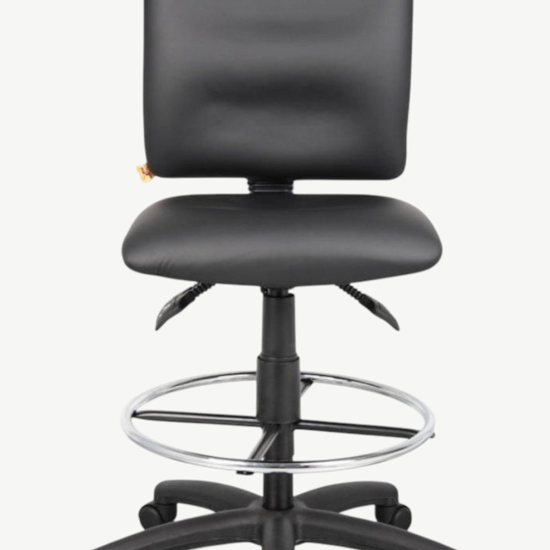 Black Caressoft Drafting Stools W/adj Arms & Footring - Image 2