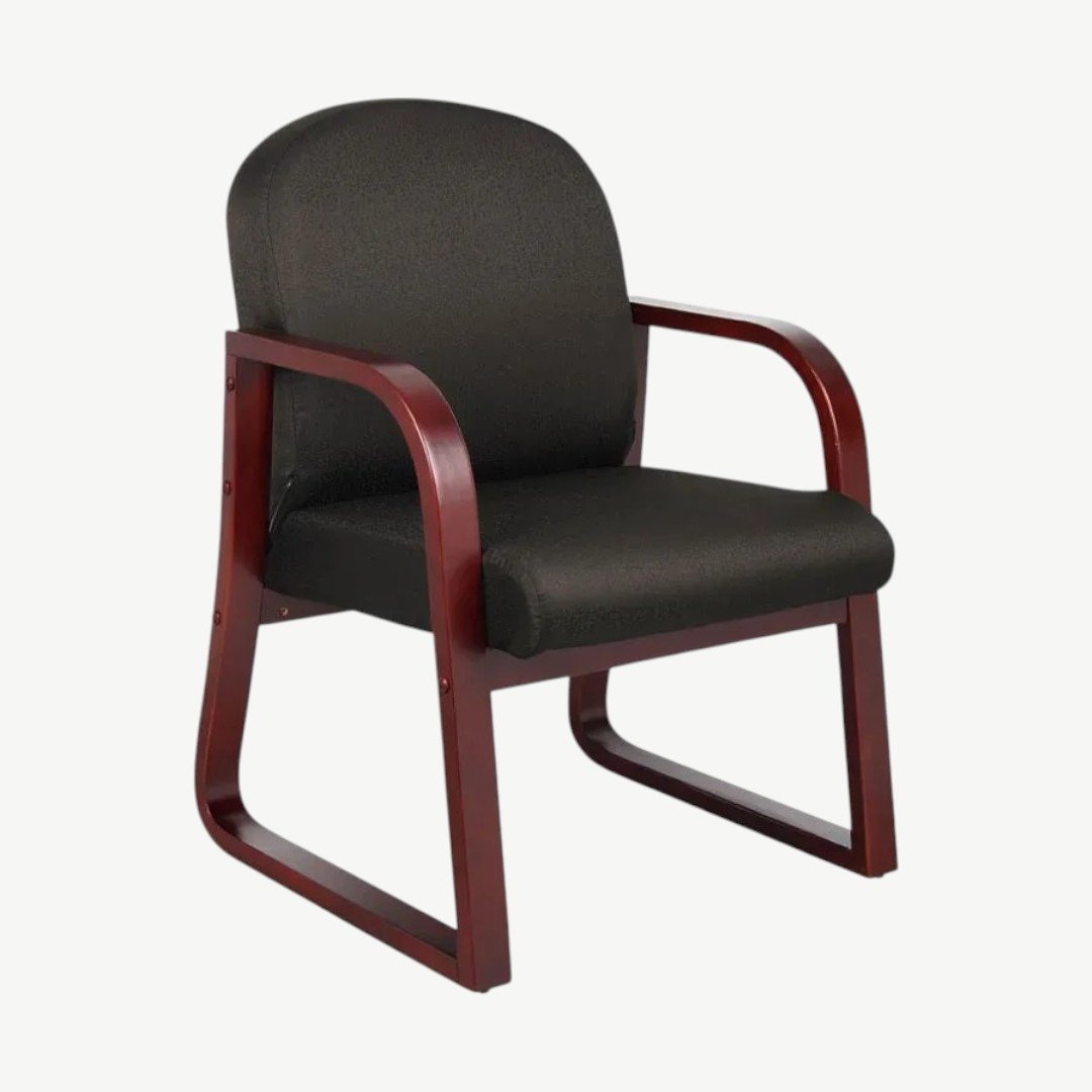 Boss Mahogany Frame guest, accent or dining chair In Black Fabric - Image 2