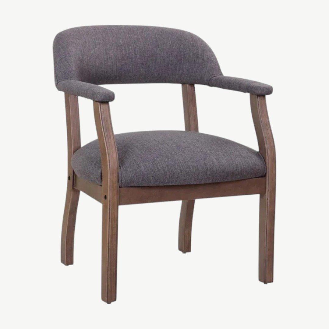Boss Modern Captain’s guest, accent or dining chair in Slate Grade Commercial Grade Linen - Image 2