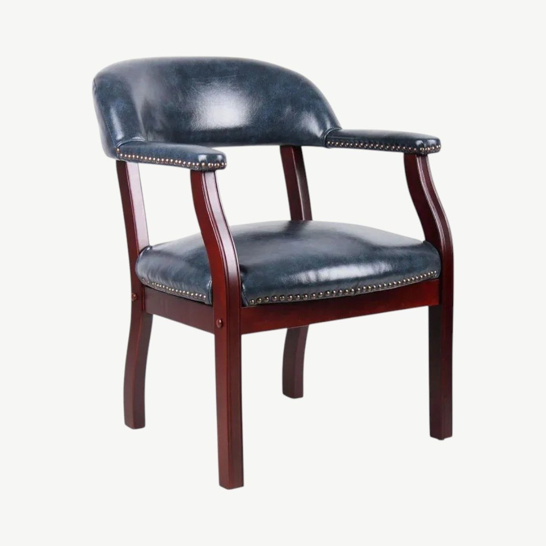 Boss Captain’s guest, accent or dining chair in Blue Vinyl - Image 3